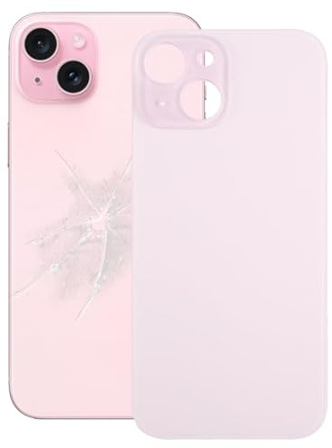 High-Tech Place pour iPhone 15 Remplacement Facile Grand Trou de caméra Couvercle de Batterie arrière en Verre (Rose)