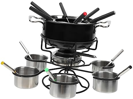 DECHOUS Set per Fonduta in Acciaio Inossidabile Fornello per Fonduta Facile da Pulire E Manutenere