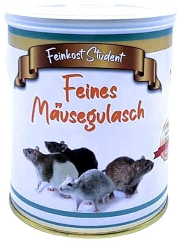 Feines Mäusegulasch aus der Dose Scherzartikel, Lustige Geschenkidee, Party-Brüller, Spaßgeschenk, Halloween, Geburtstagsgeschenk Lecker