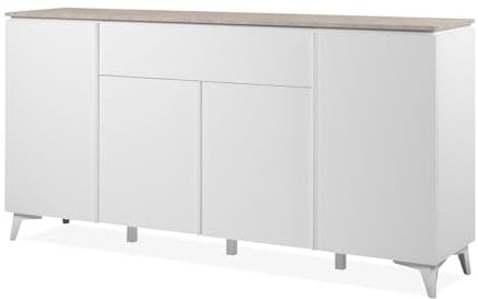 Furn.Design Kommode in weiß und Sandstein Wohnzimmer, Esszimmer Sideboard, Anrichte 177 x 92 cm, Visby (weiß, 177 cm)