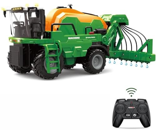 fisca 6 Kanälen Ferngesteuerter Auto Bauernhof Spielzeug 2.4Ghz 1:24 Proportional RC Spritzen Fahrzeug Traktor für Kinder mit Licht & Sound,Kleinkinder Bauernhof LKW Geschenk für Kinder ab 3 Jahren
