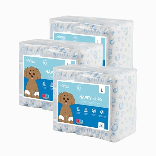 Aqpet Pannolini Igienici a Fascia Mutanda per Cani Maschi con Chiusura Adesiva Regolabile, Anti odore, Usa e getta, Taglia Large 650x200, Confezione da 36 Pezzi