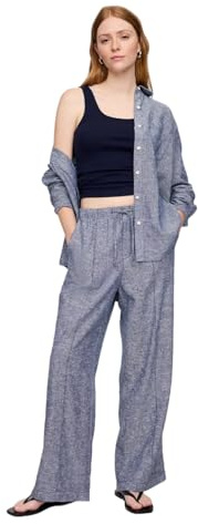 GAP Damen Hose Wide Leg Linen Pull On Pant