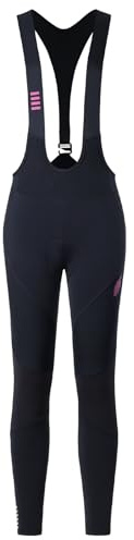 Santic Fahrrad-Trägerhose Damen Lang mit Sitzpolster Thermo Reissverschluss am Unterschenkel Superelastisch Warm Radsport Leggings Schwarz M