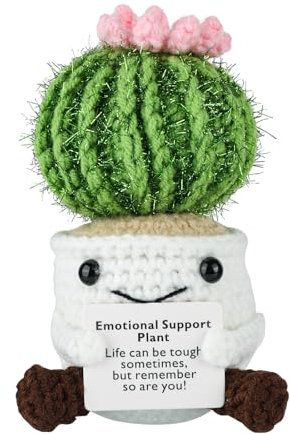 TOYMIS Cactus Positivo, Mini Giocattoli Positivi Cactus Lavorato a Maglia Carino Divertente Pianta di Supporto Emotivo Regali di Incoraggiamento per Donne Adulti Bambini Ufficio Scrivania Arredamento