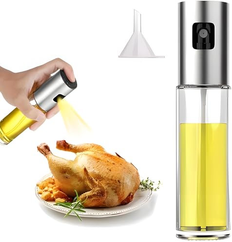 CarsMinders Oil Sprayer Mister for Cooking, Glass Bottle with Stainless Steel Nozzle, Kitchen Spray Dispenser for Olive Oil Vinegar Sprayer, Dressing Spray Grilling Olive Oil Glass Bottle (100ml)