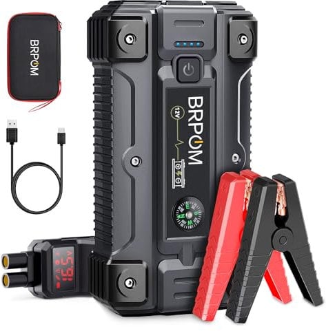 Avviatore di emergenza per auto, picco 6000 A, 26800 mAh (fino a tutti i motori a gas o diesel da 10 l, 50 volte), 12 V, con caricabatterie rapido, cavi di avviamento intelligenti