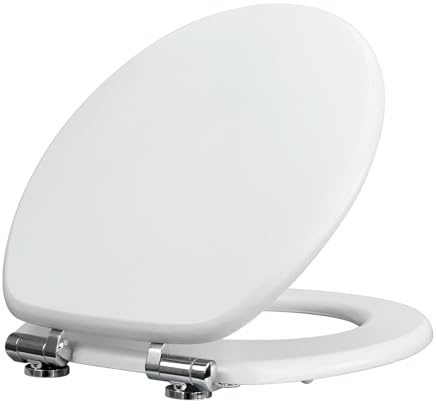 Fanmitrk Natural Solid Wood Toilet Seat-Plywood Wooden Toilet Seat,Soft Close with Metal Hinges,Easy to Clean (plywood2502)