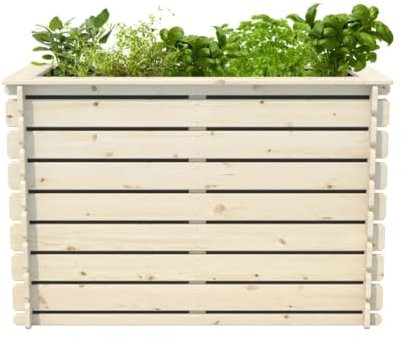 Mega Holz Hochbeet PLANTO 117x59x77 (BxTxH) aus Natürlicher Kiefer, Blumenbeet aus Holz, Wetterfest, Innen- und Außenbereich, Kräuterbeet für Garten, Balkon und Terrasse, Einfaches Stecksystem