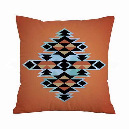 ERRTU Kissenbezug 50x50 cm,Tribal, Tribal Aztec Muster Ethnisches Abstraktes Design Traditionelle Elemente D,Dekokissen Kissenbezüge Deko Kissen Bezug Wohnzimmer Zierkissen für Sofa Stuhl Bett Garten