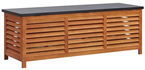 IKAYAA Gartenbox Wasserdicht Eukalyptus Massivholz Auflagenbox Wetterfest Kissenbox Werkzeugkasten Gerätebox Gartentruhe Garten Balkon Aufbewahrungsbox 150 x 50 x 55 cm