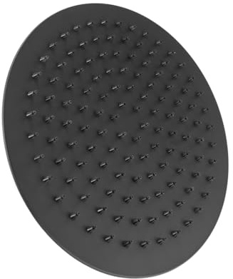 Rociador de Ducha de Techo Ø25 cm Negro | Acero Inoxidable | Efecto Lluvia | Instalación G 1/2” | Gran Cobertura
