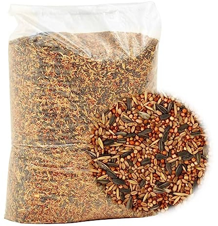 Mangloder fågelmat 25 kg ströfoder blandning för vilda fåglar, frön med solrosfrön, vete, havre, hirs, sorghum, lämplig för utfodring vinter året runt