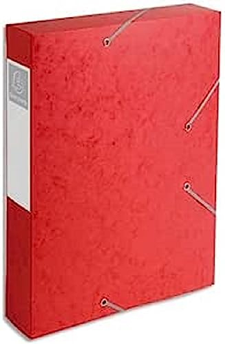Exacompta 16009H 10er Pack Premium Sammelbox mit Gummizug 60 mm aus extra starkem Colorspan-Karton mit Rückenschild für DIN A4 Archivbox Heftbox Dokumentenbox Zeichenbox Sammelmappe rot