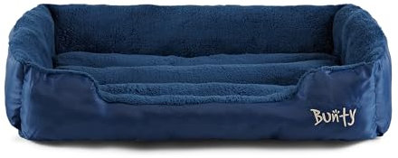Bunty Deluxe Dog Bed - Small, Medium to XXL Calming Washable Dog Bed - Non-Slip Base, Raised Walls, Fleece Lined Interior, Plush Cushioning, Insulates & Retains Heat - XL, Blue