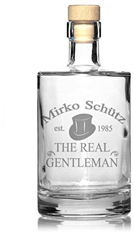 FORYOU24 Edle Whiskeykaraffe mit Gravur Gentleman Whisky-Flasche graviert Vatertag Geburtstag Geschenkidee