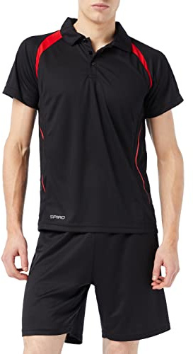 Spiro Team Spirit Polo Herren Poloshirt , Schwarz (Black/Red 154) , XXX-Large