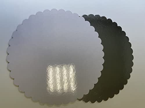 Sugar and Cakes 10 Stk. Cake Board Ø 30 cm Cake Drum gewellt Silber/Weiß 2 seitig beschichtet Tortenplatte Cakeboard Tortenunterlage