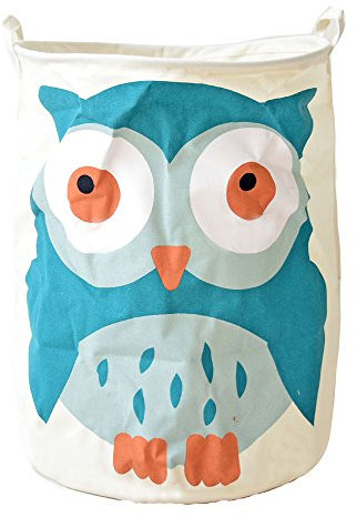 Dushow Cartoon Animals Large Size Laundry Basket Dirty Clothes Storage Basket Waterproof Cartoon Foldable(Owl)