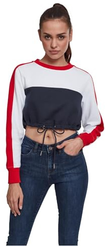 Urban Classics Damen Ladies Cropped 3-Tone Stripe Crew