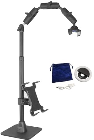 ARKON Mounts Phone Holder Full Kit - Adjustable Overhead Arm Cell Phone Table Top Stand and Tablet Mount with Ring Light - Professional Holders for Horizontal or Vertical Filming
