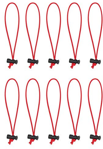 Foto&Tech 10-Pack Multipurpose Extra Thick Extra Long Toggle Tie/Elastic Cable Tie & Organizer Adjustable/Cable Strap/Instant Clutter Killer/Tangle Tamer/Cable Management for Cord&Cable Reusable (Red)