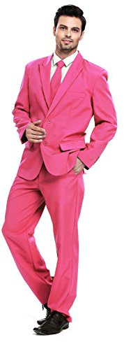 U LOOK UGLY TODAY Homme Costume Party Suit de Noel Coupe Normale Costumes de Fête Camaïeu y Compris Le Pantalon et la Cravate, Or, XXL
