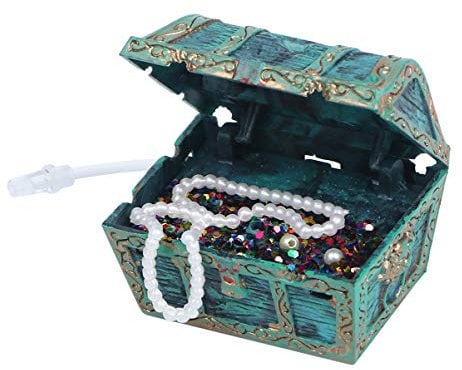 Balacoo Aquarium Resin Treasure Chest Ornament Durable Creative Jewel Box Underwater Decorations - Fish Hideout Hideaway for Betta, Small Lizards, Turtles, Reptiles, Amphibians (Green)