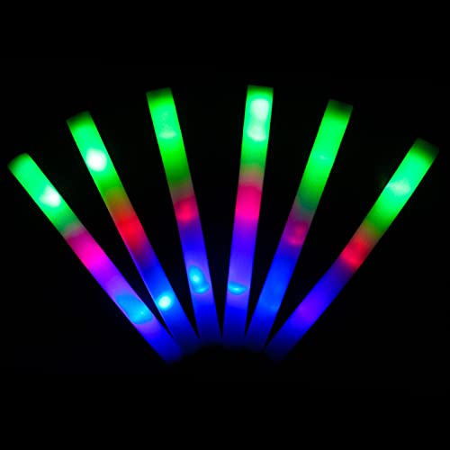 KUMUNDO - Bâtons LED, Bâtons LED pour Mariages, Bâtons Lumineux, Bâtons Lumineux pour Fêtes - Longueur 48 cm - Bâtons en Mousse Lumineux avec LED Multicolore (100 unités)