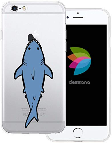 dessana Apfel Motiv transparente Schutzhülle Handy Case Cover Tasche passend für Apple iPhone 6/6S Shark Hai