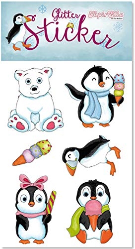 Glitter-Sticker * Pinguine * von Lutz Mauder | 72323 | als Mitgebsel für Kinder | Süsser Penguin Aufkleber zum Kindergeburtstag & Basteln