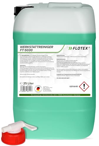Flotex® Werkstattreiniger FT-5030 | 25L Konzentrat | Entfernt Öl, Schmier- & Fettverschmutzungen | Effektiver Bodenreiniger für Werkstattboden | Industriereiniger für Bodenreinigung & Werkstatt