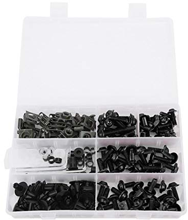 Verkleidungsschraubensatz, 198 Stück/Set Verkleidungsschrauben der Windschutzscheibe M5 M6 Schraubensatz Motorradzubehör(Black)