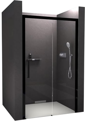 Paroi de douche en niche DX906 FLEX - Porte coulissante noir mat - Largeur au choix, Largeur:1000mm
