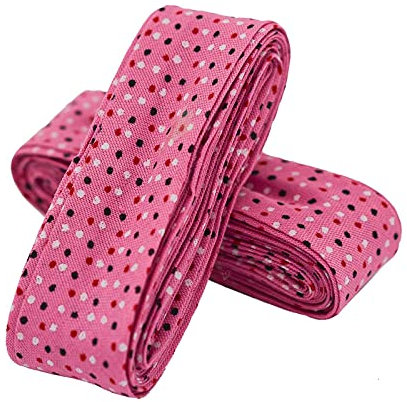 1 x 3m Motiv-Schrägband Saumband 20mm gefalzt Einfassband Dekoband Motivwahl, Motiv:bunte Pünktchen | pink