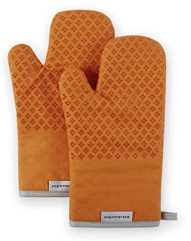 KitchenAid Asteroid Oven Mitt Set, Honey Orange 7x12.5
