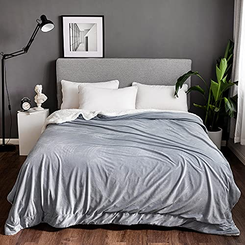 Sherpa Teddy Lush Super Soft [King] Decke Kunstfell Shaggy mit Kristall-Fleece auf der Rückseite, gemütlich, flauschig, warm, solide, für Sofa, Couch & Bett, wendbarer Überwurf (grau, K- 150x200 cm)