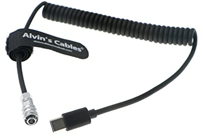 BMPCC-4K|6K Flexibles Stromkabel für Blackmagic-Pocket-Cinema-Camera von USB-C Typ-C PD-Power-Bank Ausgang auf 2 Pin Female Spiralkabel Alvin's Cables