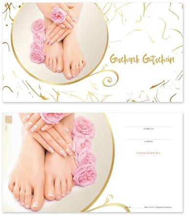 GESCHENKGUTSCHEINcom by POS-HAUER. 10 Gutscheine, blanko zum selber Ausfüllen. Für Fußpflege Nagelpflege Pediküre.