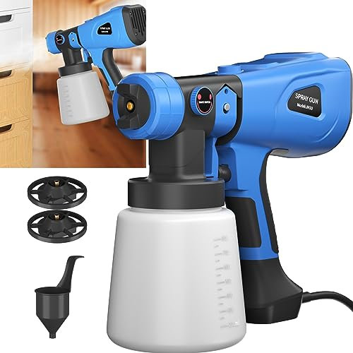 Fence Paint Sprayer, 550W Power HVLP Spray Gun, 3 Painting Mode, with 800ML Detachable Container, Easy to Clean, for Furniture, Cabinets, Fence, Car, Bicycle, Garden Chairs