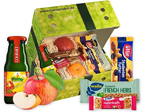 Hansen Obst - Geschenkbox - fruchtige Obst-Box - “(Home)Office-Snack-Box” - Präsentkorb - Obst-Geschenkset - gefüllte Obstkiste - Probier-Obstbox Die Moderne