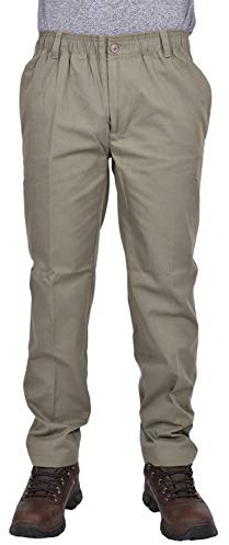 True Face Mens Trousers Elasticated Waist Work Rugby Casual Pants Drawstring Smart Regular Bottom Size 46XS Olive