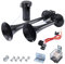 Rupse Klaxon Camion 150db Chrome Zinc Double Trompette Air Horn avec Compresseur pour Tous les Véhicules Trains Bateaux Voitures Camionnettes (Noir Profond)