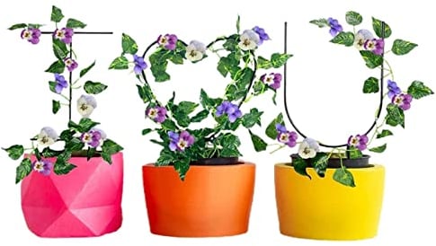 Kleines Gartengitter | Pflanzenstütze aus Metall in Herzform,Rostfreies Gartenpflanzen-Spalier für Reben-Efeu-Blumen-Pflanzenstütze, 3 Stück (IU Spalier)