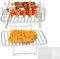 Air Fryer Rack for Ninja Air Fryer Multi-Layer Double Basket Air Fryer Accessories 304 Stainless Steel Grilling Rack Toast Rack Cooking Rack for Oven Microwave Baking Roasting (D)