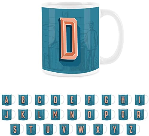 Purely Home Brewery Alphabet Letter D Mug - White Coffee Tea Present Personalised Initial Gift
