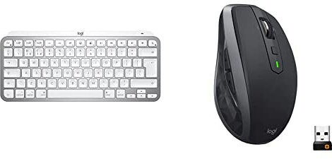 Logitech MX Keys Mini & MX Anywhere 2S Wireless Mouse, Multi-Device, Bluetooth and 2.4 GHz with USB Unifying Receiver, laptop/PC/Mac/iPad OS - Graphite Black.