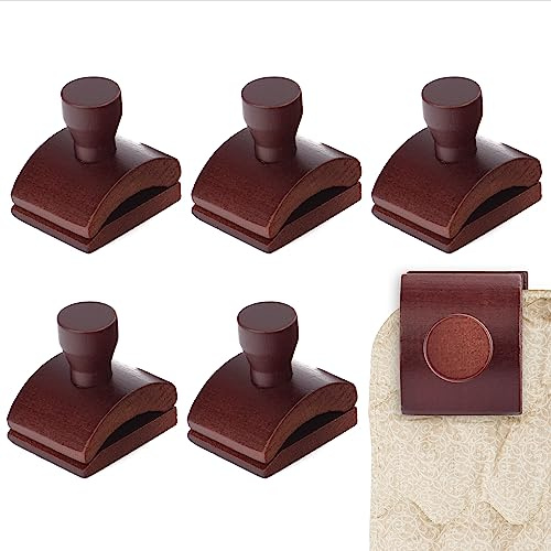 [6er-Pack] Extra breite Wandaufhänger aus Mahagoni-Quilts – Wandteppichaufhänger mit starkem Halt für die Wand – Quilt-Aufhänger-Clips – mit Hardware – Wandteppichaufhänger aus Holz