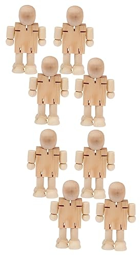 COHEALI 8 Stk Roboter Aus Holz Holzschmuck Selber Machen Unbemalte Steckpuppenverzierung Puppe Aus Holz Steckpuppenfiguren Unfertige Holzmenschen Holzschnitzen Menschlicher Körper Kind