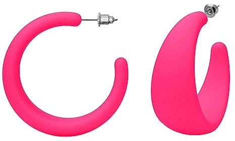 Soul-Cats 1 Paar Kunststoff Creolen Acryl Ohrstecker Ohrringe Hoops Retro, Farbe:pink